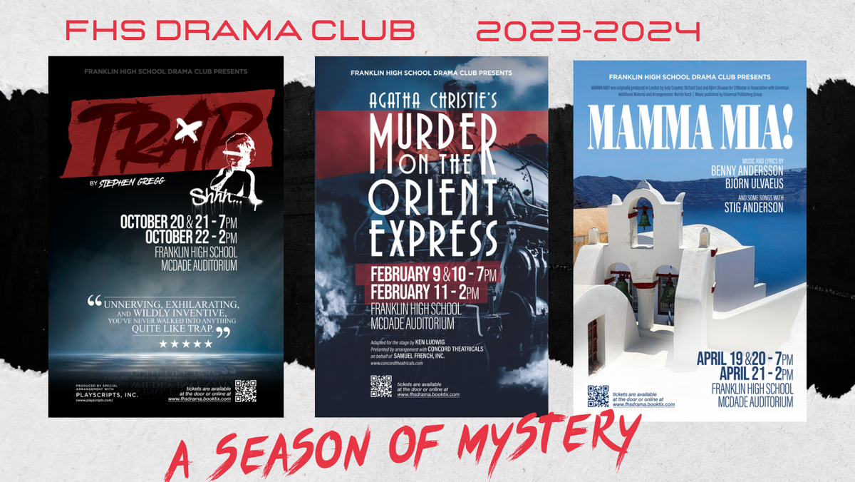 FHS Drama Club Season of Mystery posters